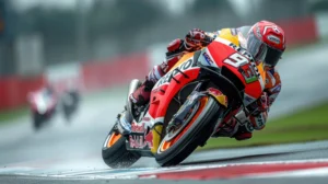 MotoGP rider leaning into a corner during MotoGP Indonesia 2026 at Mandalika Circuit, Lombok